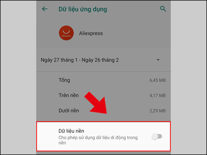 Tắt Dữ liệu nền của ứng dụng không cần thiết 